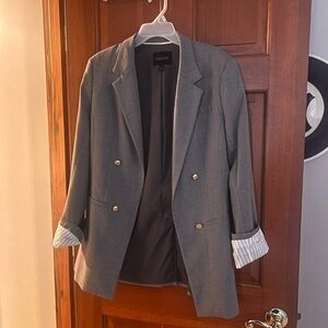 Banana Republic Gray Boyfriend Blazer with Gold Buttons